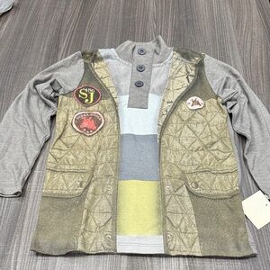 Kids Gray and Olive Button-Up Jersey
